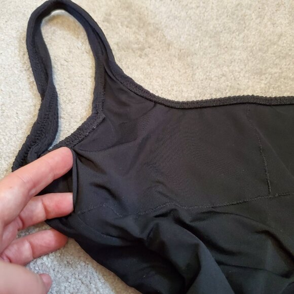 AERIE Ribbed Crinkle Scoop One Piece Swimsuit Full Coverage Black Women's XS - Picture 6 of 11